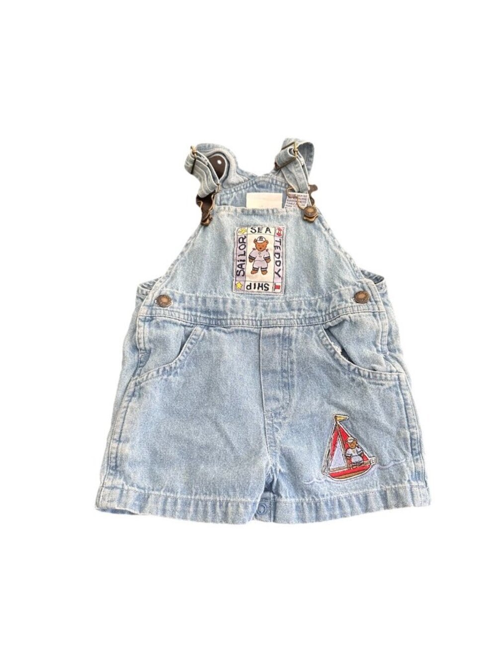 Vintage Miniwear Bear Overalls Size 12 Months Blue Denim